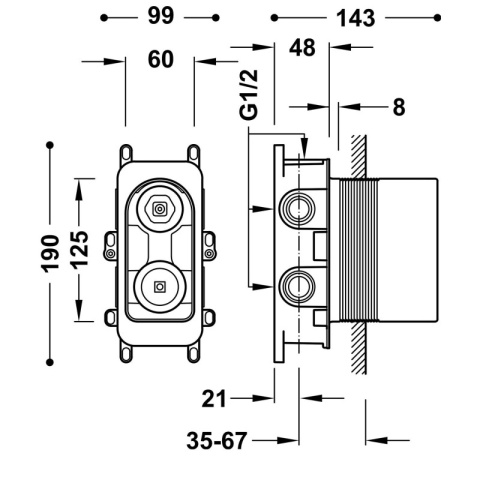 Tres Rapid-Box Element podtynkowy do baterii prysznicowej i wannowej 20827310