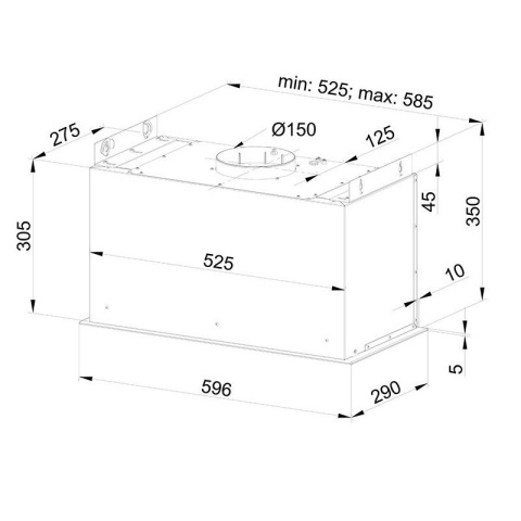 Globalo Design Loteo 60.4 Okap do zabudowy czarny LOTEO_60_4_BLACK