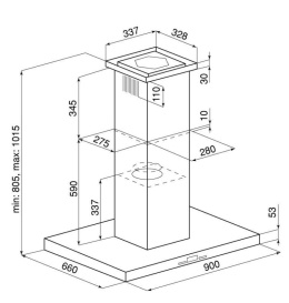 Globalo Design Nomina Isola 90.4 Okap wyspowy czarny NOMINA_ISOLA_90_4_SENSOR_B