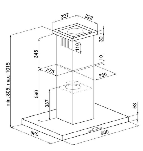 Globalo Design Nomina Isola 90.4 Sensor Okap wyspowy 90x66 cm inox NOMINA_ISOLA_90_4_SENSOR