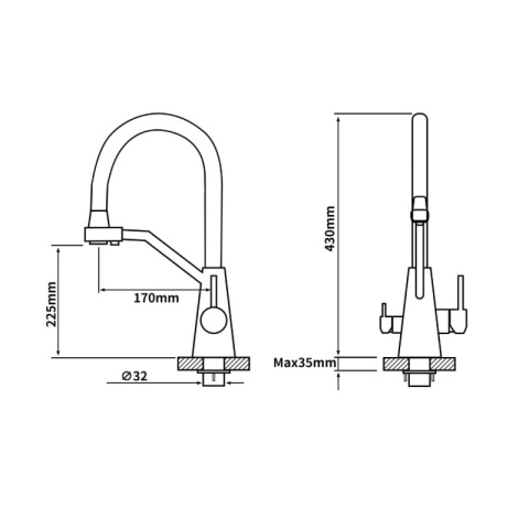 Globalo Design Olintio Black 1.1 Bateria kuchenna z filtrem czarna OLINTIO_BLACK