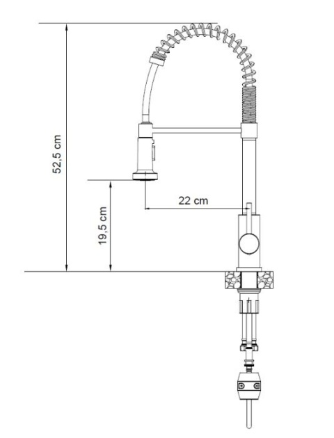 Quadron Alice StellQ Bateria kuchenna wysoka z wyciąganą wylewką pure carbon 52138BLM