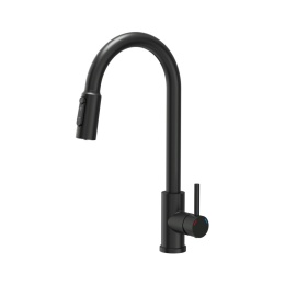 Quadron Cindy Bateria kuchenna do filtra wody wysoka z wyciąganą wylewką czarna pure carbon 52140BLM