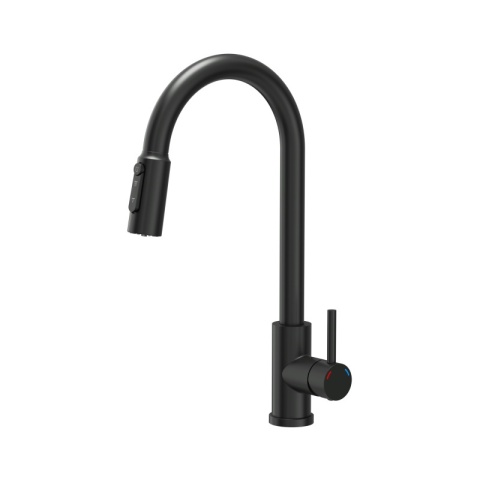 Quadron Cindy Bateria kuchenna do filtra wody wysoka z wyciąganą wylewką czarna pure carbon 52140BLM