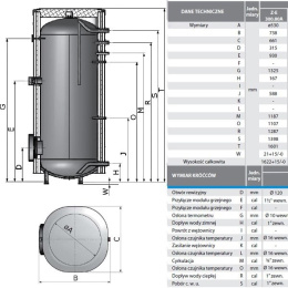 BIAWAR 24552 Zasobnik MEGA 300l bez wężownicy Z-E 300.80N Klasa energetyczna C