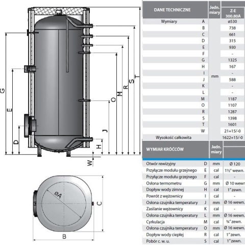 BIAWAR 24552 Zasobnik MEGA 300l bez wężownicy Z-E 300.80N Klasa energetyczna C BIAWAR 24552 Zasobnik MEGA 300l bez wężownicy Z-E 300.80N Klasa energetyczna C