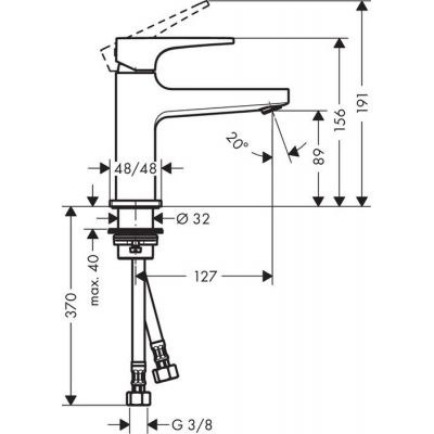 HANSGROHE 100 BATERIA UMYWALKOWA METROPOL CHROM 32500000 HANSGROHE 100 BATERIA UMYWALKOWA METROPOL CHROM 32500000