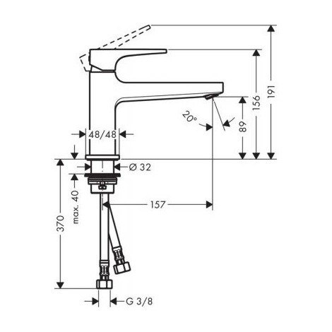 HANSGROHE 100 BATERIA UMYWALKOWA METROPOL CHROM 32501000 HANSGROHE 100 BATERIA UMYWALKOWA METROPOL CHROM 32501000
