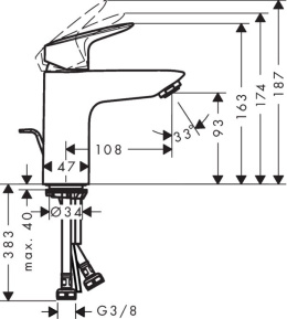 HANSGROHE 100 bateria umywalkowa 71105000