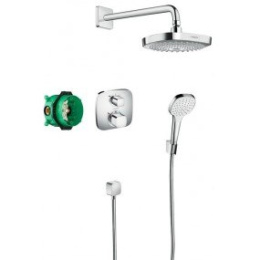 Hansgrohe Croma Select E Podtynkowy zestaw prysznicowy z termostatem i deszczownicą Ecostat E (27294000)
