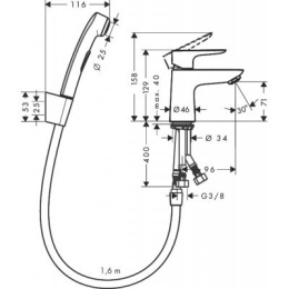 Hansgrohe Talis E bateria bidetowa 71729000