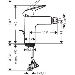 Hansgrohe Logis bateria bidetowa stojąca chrom 71200000