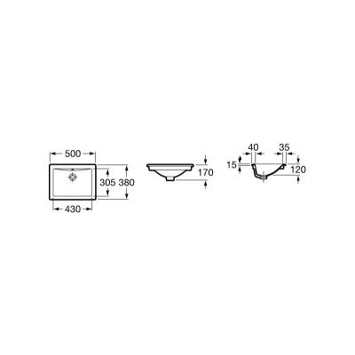 Roca Diverta umywalka 50x38 cm blatowa/podblatowa A327114000 Roca Diverta umywalka 50x38 cm blatowa/podblatowa A327114000