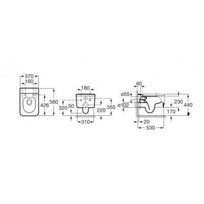 Roca Inspira Square miska WC podwieszana Rimless A346537000 Roca Inspira Square miska WC podwieszana Rimless A346537000