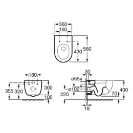 Roca Meridian-N miska WC wisząca Rimless biała A34624L000