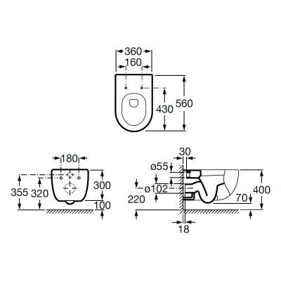 Roca Meridian-N miska WC wisząca Rimless biała A34624L000 Roca Meridian-N miska WC wisząca Rimless biała A34624L000